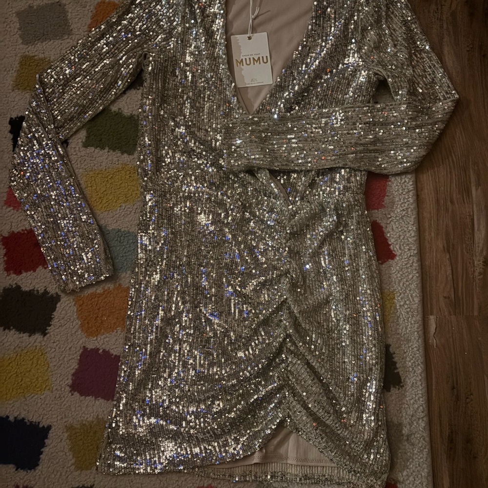 Show Me Your MuMu Silver Sequin Mini Dress